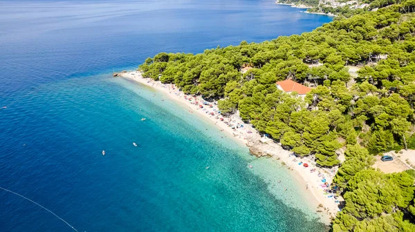 Παραλία Της Κροατίας Στην Μπρέλα Προς Μακάρσκα Ριβιέρα Δαλματία — Φωτογραφία Αρχείου