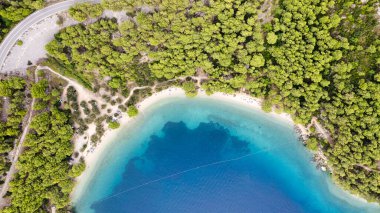 Hırvatistan 'ın Igrane kenti yakınlarındaki Rocky plajının sahil manzarası