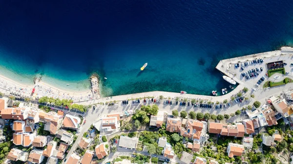 Vista Aérea Playa Brela Frente Mar Makarska Riviera Región Dalmacia — Foto de Stock