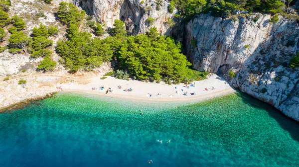Piękna Plaża Nugal Pobliżu Miasta Makarska Dalmacja Chorwacja Riwiera Makarska — Zdjęcie stockowe