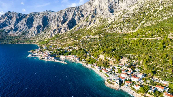 stock image Croatia beach An aerial view of village of Drasnice located on Makarska Riviera, Croatia