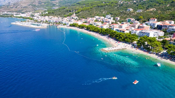 Vista Aérea Costa Riviery Makarskiej Mar Adriático Croacia — Foto de Stock