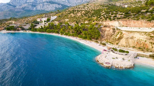 Hırvatistan Güneyinde Adriyatik Denizi Avrupa Bakan Podgora Kentinin Hava Manzarası — Stok fotoğraf