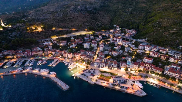 stock image Aerial view of Brela and Punta Rata beach on Makarska riviera, Dalmatia region of Croatia