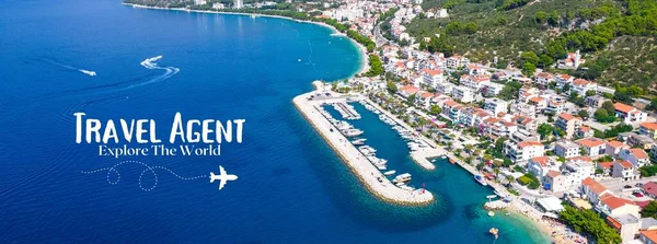 Viaje Croacia Verano Hermosa Vista Aérea Isla Desde Arriba Vacaciones — Foto de Stock