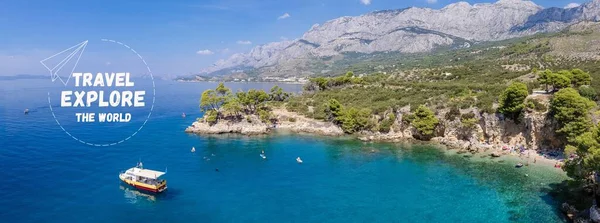 夏天游历克罗地亚 从空中俯瞰美丽的大海和克罗地亚北部地中海沿岸的岛屿 — 图库照片