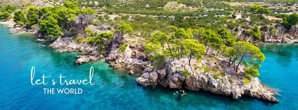Cestování Letní Chorvatsko Krásné Moře Tropickou Pláží Modrá Obloha Bílá — Stock fotografie