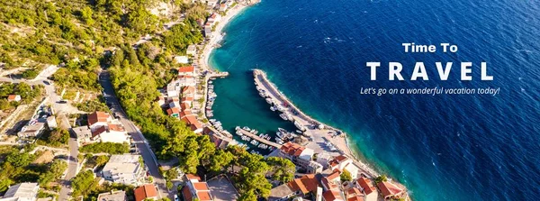 stock image Travel summer croatia - top view of beautiful seascape. sea and island with blue water at koh samet beach