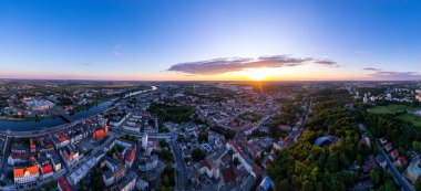 Eski Gorzw şehrinin güzel hava manzarası Wlkp Lubuskie Voyvoda Polonya.