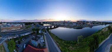 Eski Gorzw şehrinin güzel hava manzarası Wlkp Lubuskie Voyvoda Polonya.