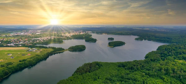 Чудовий Краєвид Річкою Селі Літо Вид Дрона Barlinek West Pomeranian — стокове фото