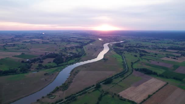 夏の緑の風景の川の水の流れポーランドのワルタ川 — ストック動画
