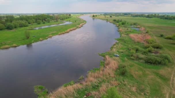Řeka Potok Vody Letní Zeleně Krajina Warta Řeka Polsku — Stock video