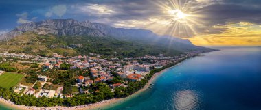 Gün batımında liman manzarası, Dalmaçya, Hırvatistan