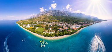 Hırvatistan 'da panoramik manzara ve günbatımı