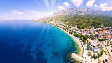 Hırvatistan 'da panoramik manzara ve günbatımı