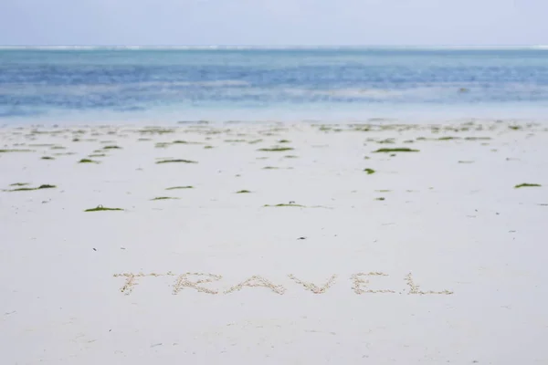 Zanzibar Beach Writing Wave — Stockfoto