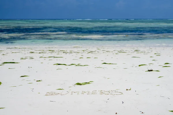 Zanzibar Beach Writing Wave —  Fotos de Stock