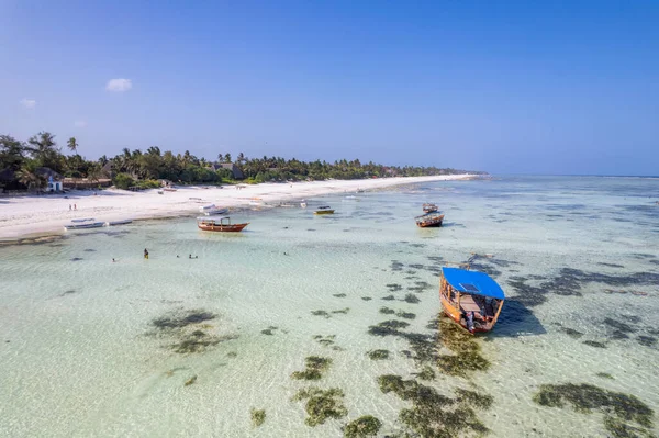 Aerial View Kiwengwa Beach Zanzibar Tanzania Luxury Resort Turquoise Ocean — Foto Stock