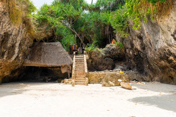 Landscape Indian Ocean Coastline Mtende Beach Zanzibar Rocks White Sand — Zdjęcie stockowe