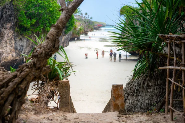 Landscape Indian Ocean Coastline Mtende Beach Zanzibar Rocks White Sand — Foto Stock
