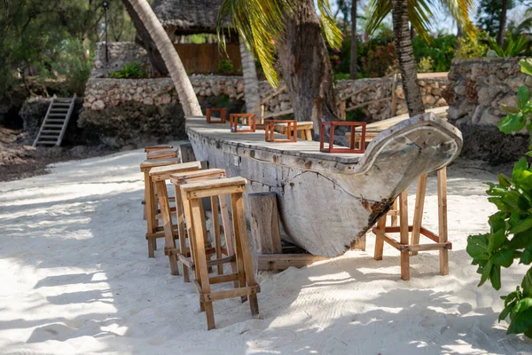 Zanzibar Wooden Bar Made Old Boat Provides Memorable Authentic Atmosphere — Stockfoto