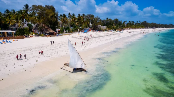 Aerial Photo Kiwengwa Beach Zanzibar Showcases Stunning Natural Beauty Island — Stockfoto