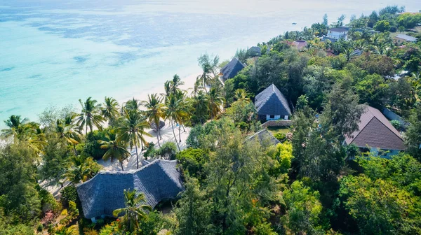Zdjęcie Lotnicze Plaży Kiwengwa Zanzibarze Prezentuje Wspaniałe Naturalne Piękno Wyspy — Zdjęcie stockowe
