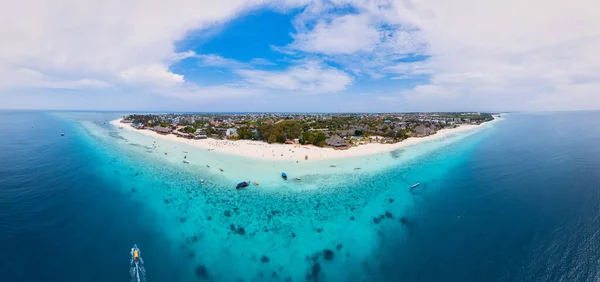 Cima Beleza Deslumbrante Praia Nungwi Zanzibar Capturada Uma Vista Aérea — Fotografia de Stock