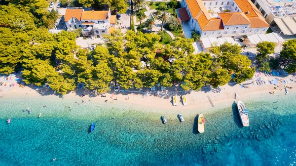 Заблукайте Мальовничій Сцені Пляжу Хорватії Приголомшливими Бірюзовими Водами Чистою Береговою — стокове фото