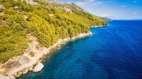 Hırvatistan Makarska Riviera Kentindeki Podgora Kenti Yakınlarındaki Sahil Kıyı Şeridinin — Stok fotoğraf