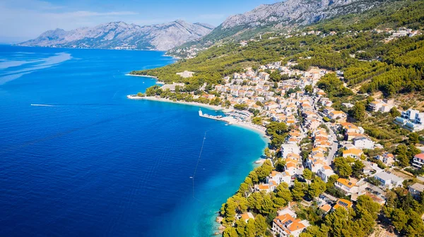 Marvel Stunning Aerial Perspective Croatia Makarska Riviera Displaying Rocky Beach — Stock Fotó