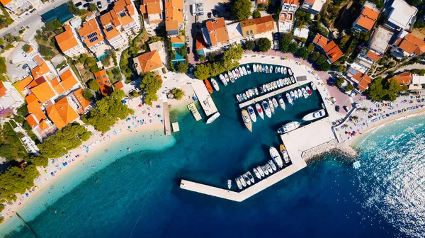 Vegyük Lélegzetelállító Kilátás Nyílik Horvát Kikötők Kikötők Felülről Bemutató Luxus — Stock Fotó