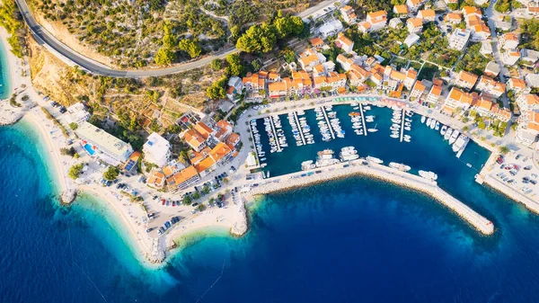 Geniet Van Het Adembenemende Uitzicht Kroatische Havens Jachthavens Van Bovenaf — Stockfoto