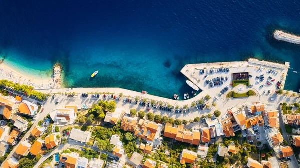 Csodálatos Kilátás Nyílik Tengerpart Strand Közelében Podgora Horvátországban Makarska Riviérán — Stock Fotó
