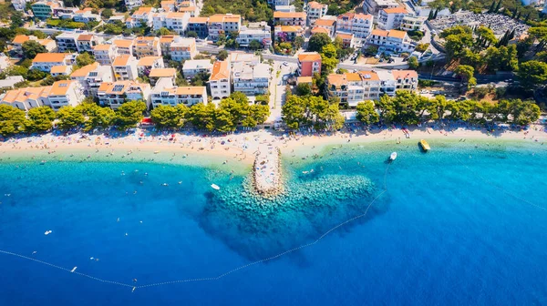 Marvel Stunning Aerial Perspective Croatia Makarska Riviera Displaying Rocky Beach — стокове фото
