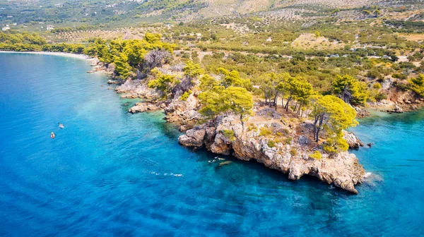 Marvel Stunning Aerial Perspective Croatia Makarska Riviera Displaying Rocky Beach — Stock Photo, Image
