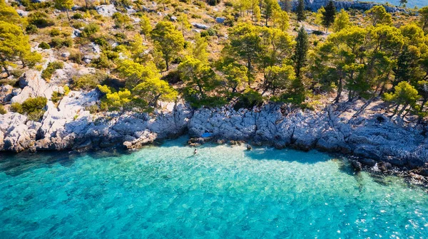 Красиве Узбережжя Пляж Біля Іґрана Подгора Хорватія Були Захоплені Повітря — стокове фото