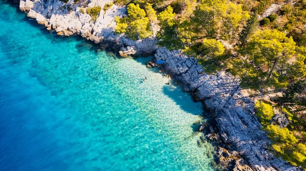 Disfrute Impresionante Vista Aérea Riviera Makarska Croacia Revelando Una Pintoresca — Foto de Stock