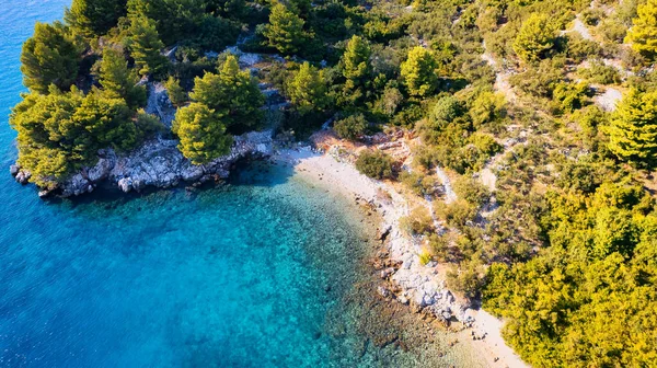 Hermosa Costa Playa Cerca Igrane Podgora Croacia Fueron Capturados Una — Foto de Stock