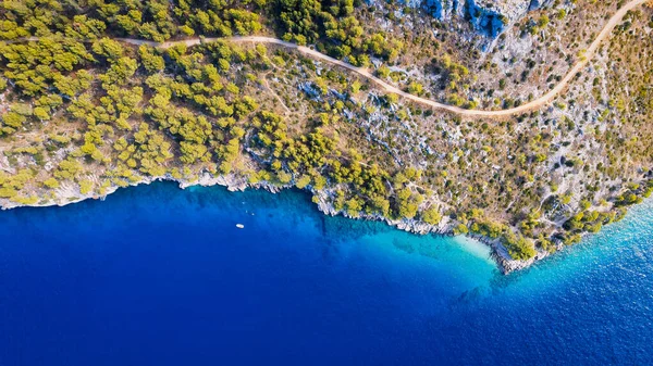 Beautiful Coastline Beach Igrane Podgora Croatia Were Captured Aerial View — Stock Photo, Image