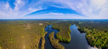 Bu çarpıcı insansız hava aracı, parlak ve güneşli bir bahar gününde Polonya 'nın Lubuskie Voyvoda gölünü yakalıyor.