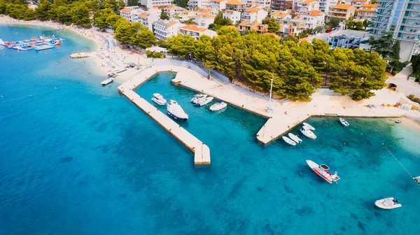 stock image On a sunny day in Makarska on the Makarska Riviera, an aerial photo of Croatia was captured.