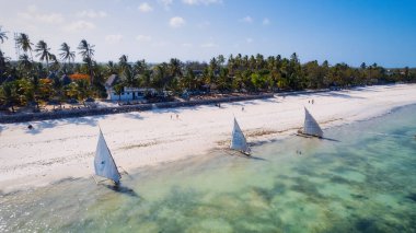 Kiwengwa Sahili 'nin, Zanzibar' ın, Tanzanya 'nın nefes kesici panoramik manzarasında kaybolun.