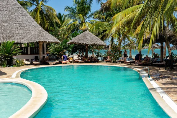 Dette Praktfulle Toneutsikten Fanger Skjønnheten Kiwengwa Beach Zanzibar Tanzania Det – stockfoto
