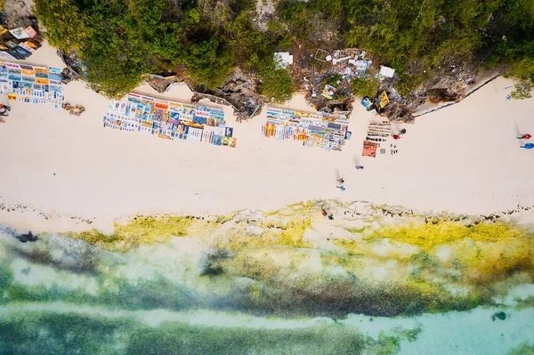 Pittoresca Spiaggia Nungwi Zanzibar Tanzania Mostrata Immagine Tonica Vista Aerea — Foto Stock