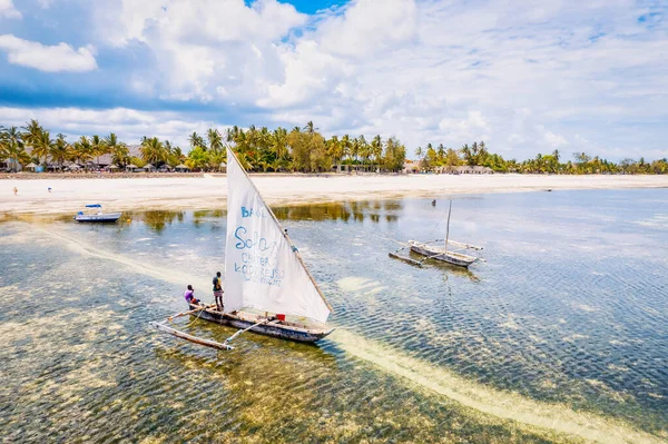 Experimente Beleza Costa Tropical Zanzibar Partir Uma Vista Panorâmica Com — Fotografia de Stock