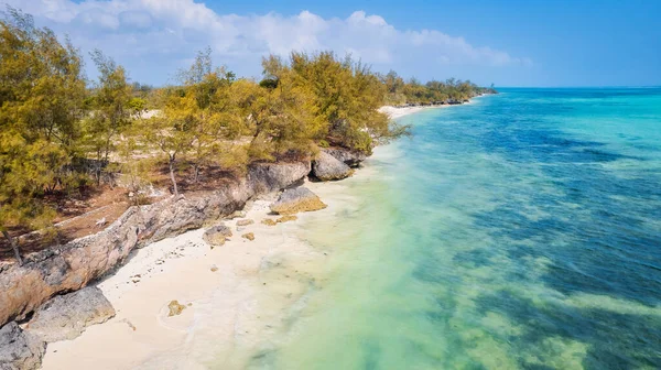 Надуживання Чистою Красою Пляжу Занзібар Бірюзовими Водами Незайманими Білими Пісками — стокове фото