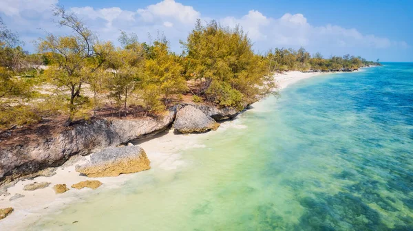 Dzięki Zapierającemu Dech Piersiach Pięknu Plaża Zanzibar Jest Idealnym Miejscem — Zdjęcie stockowe