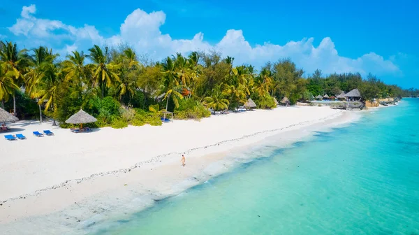 Praia Costa Ilha Zanzibar Deslumbrante Com Águas Cristalinas Areia Suave — Fotografia de Stock